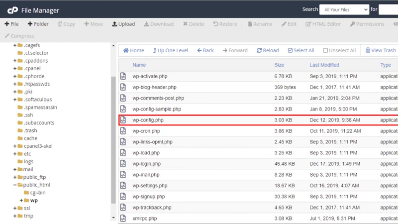 اطلاعات نادرست پایگاه داده در فایل wp-config.php