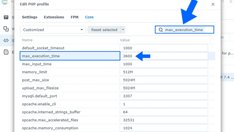 افزایش مقدار max_execution_time